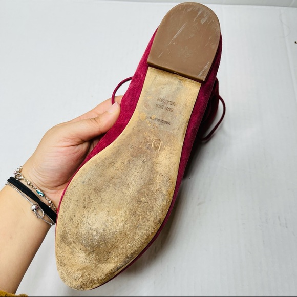 DIANE VON FURSTENBERG lace up ballet flats in wine - Picture 5 of 8
